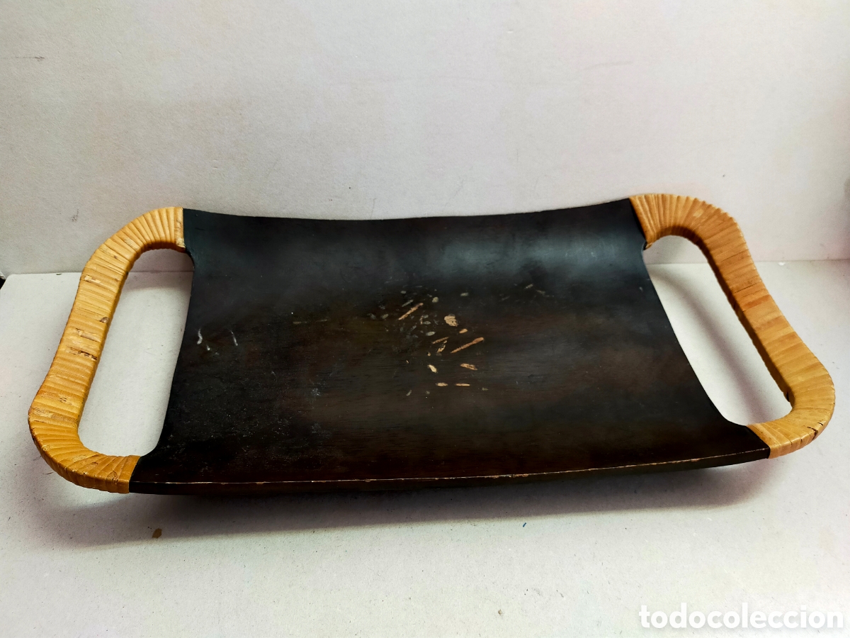 Vintage: BANDEJA DE MADERA. 2 ASAS. - Foto 1
