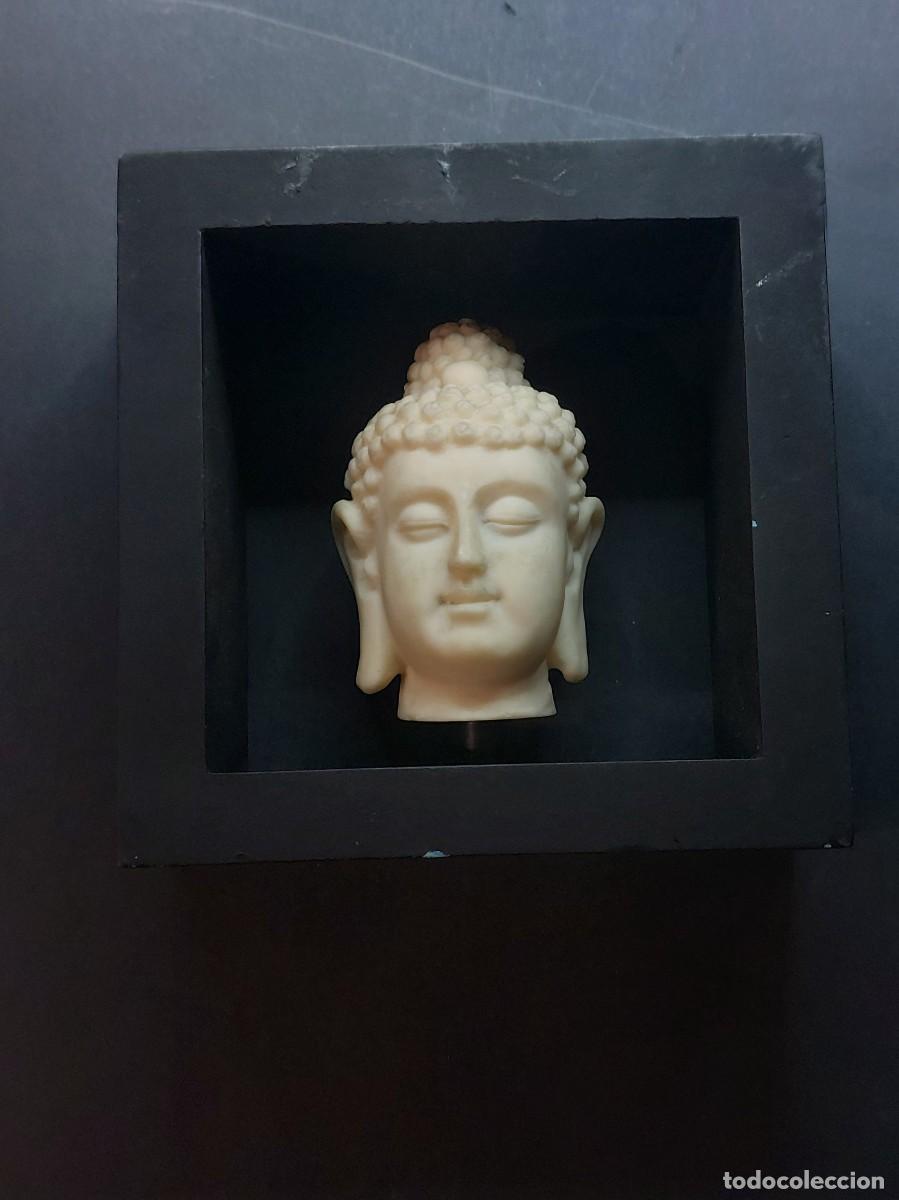 Vintage: CABEZA DE BUDA EN SOPORTE DE MADERA - Foto 4