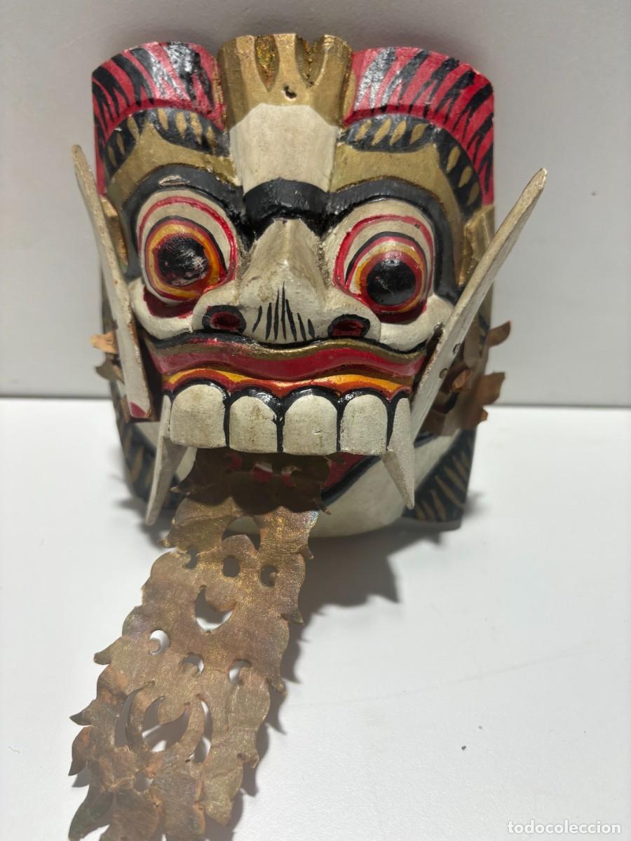 Vintage: MASCARA BALINESA ARTESANAL DE MADERA TALLADA A MANO