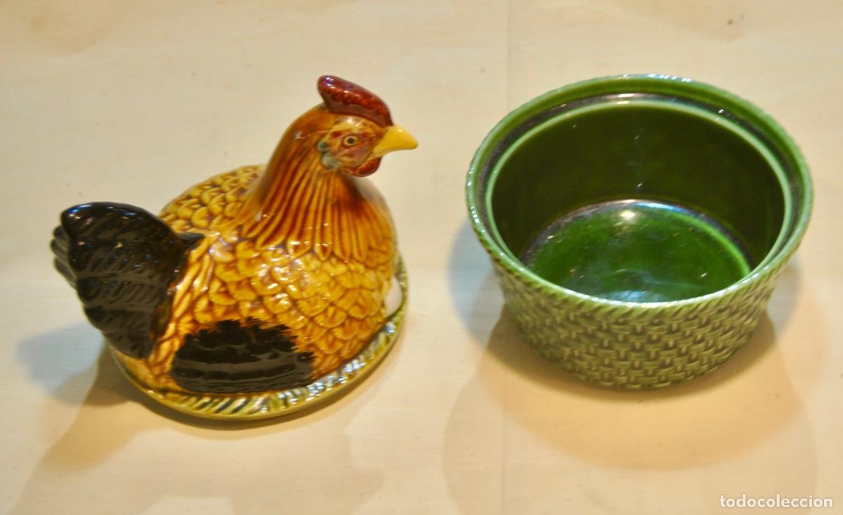 Vintage: Huevera forma de gallina base verde - Foto 6