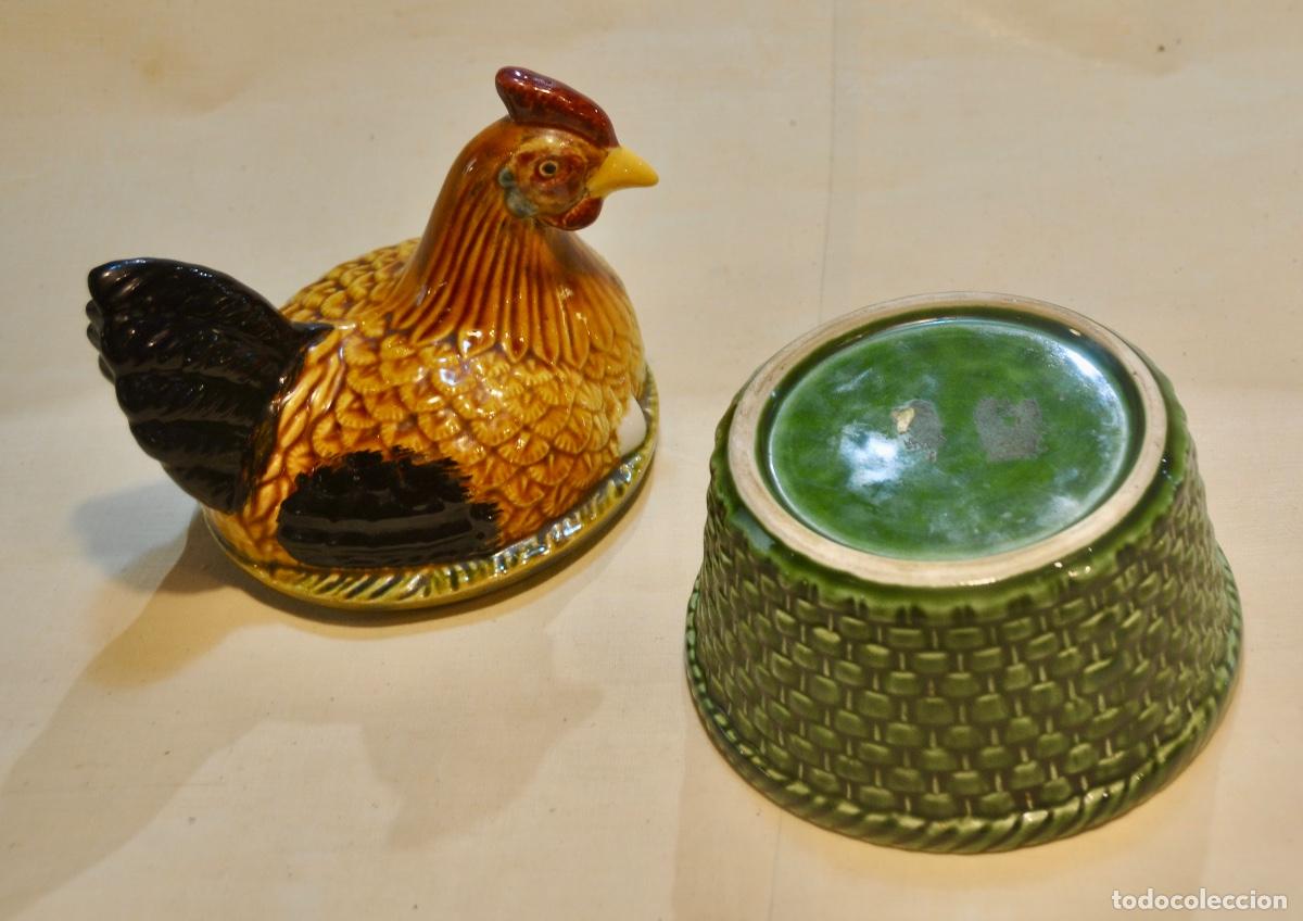 Vintage: Huevera forma de gallina base verde - Foto 7