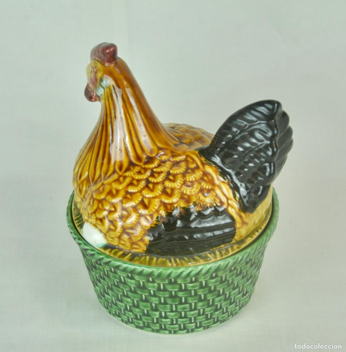 Vintage: Huevera forma de gallina base verde - Foto 9