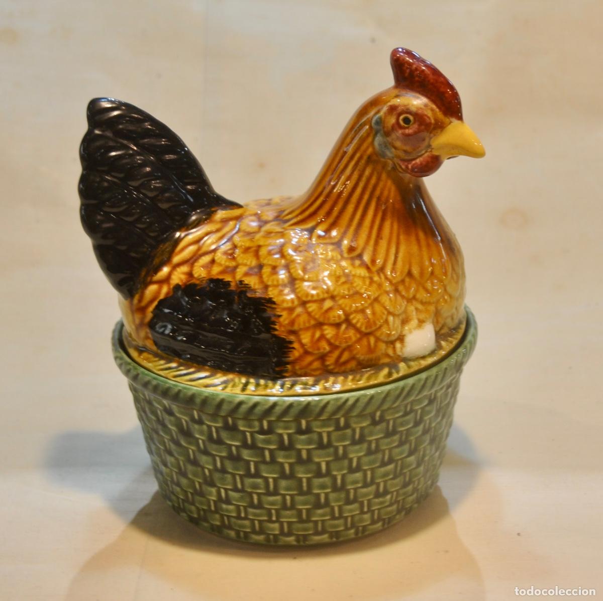 Vintage: Huevera forma de gallina base verde - Foto 11