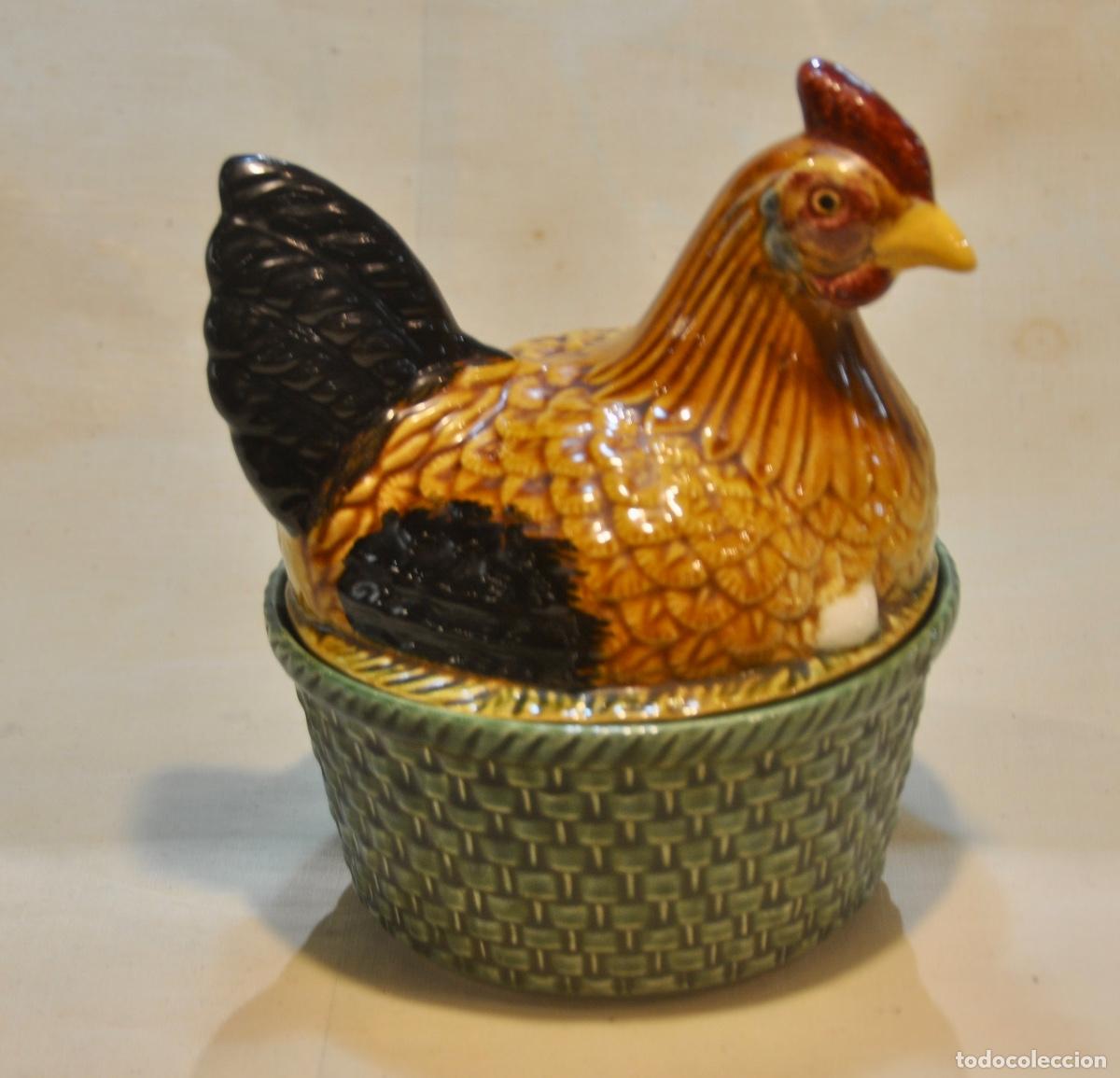Vintage: Huevera forma de gallina base verde - Foto 12