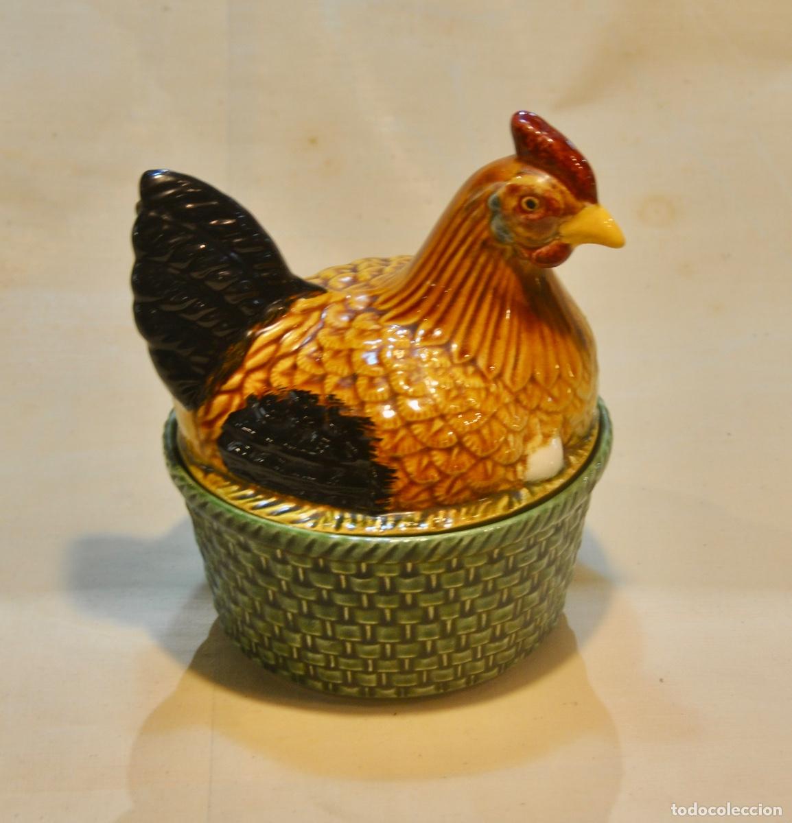 Vintage: Huevera forma de gallina base verde - Foto 13