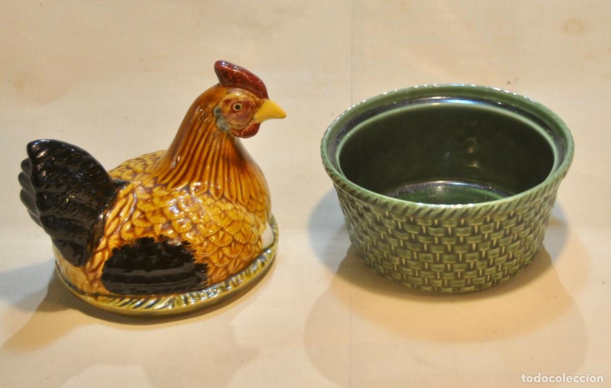 Vintage: Huevera forma de gallina base verde - Foto 14
