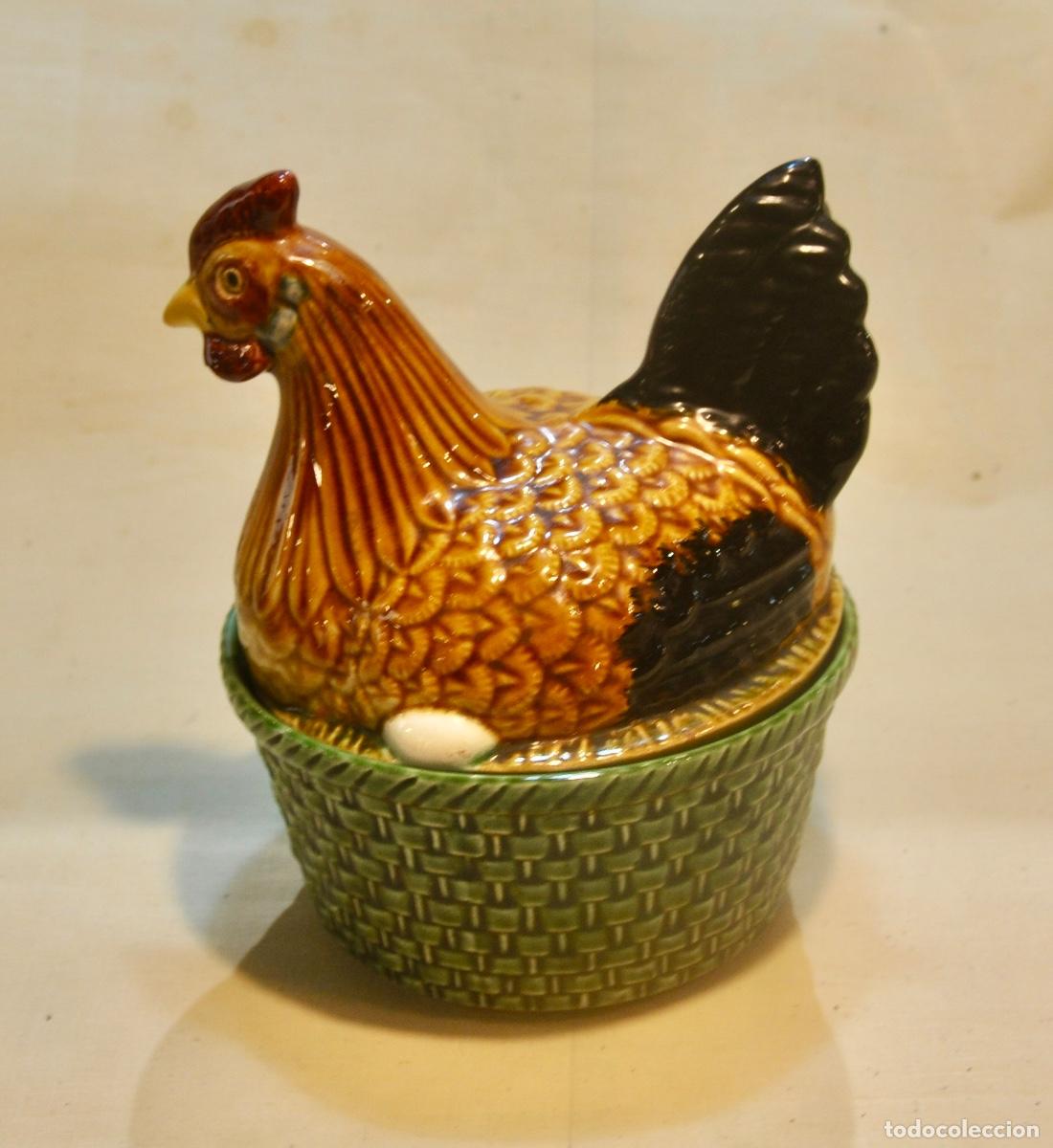 Vintage: Huevera forma de gallina base verde - Foto 15