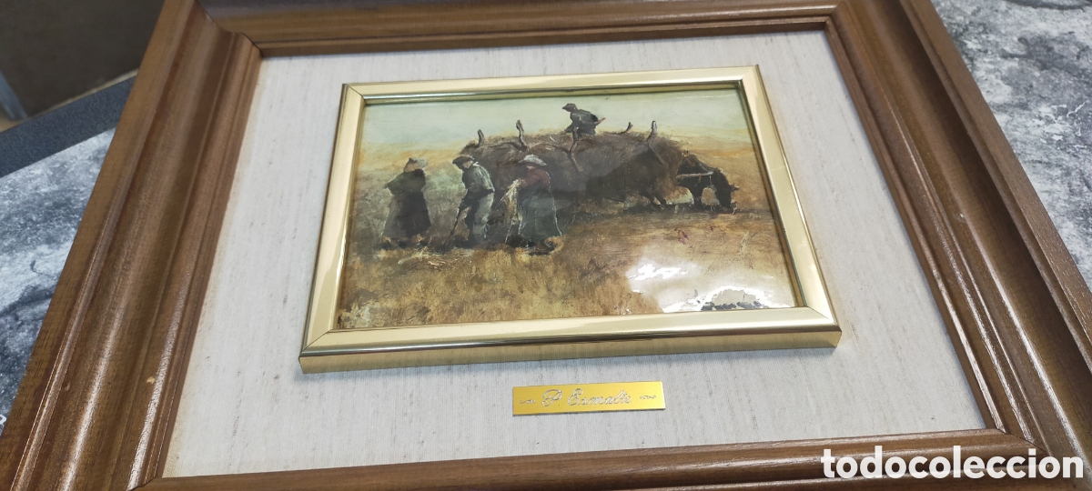 Vintage: Cuadro esmalte enmarcado