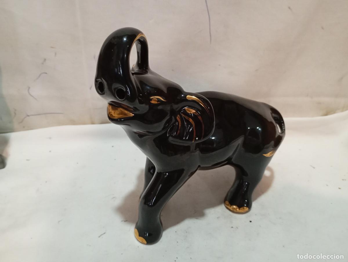 Vintage: elefante de ceramica negra - Foto 1