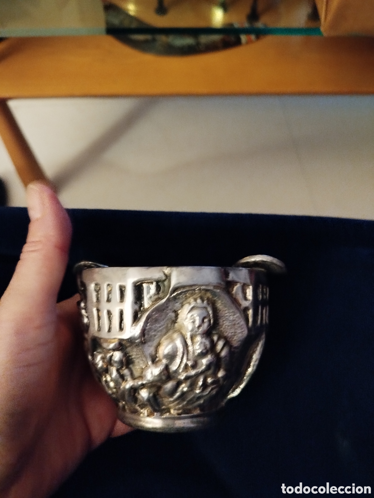 Vintage: Cenicero plateado forma de mortero