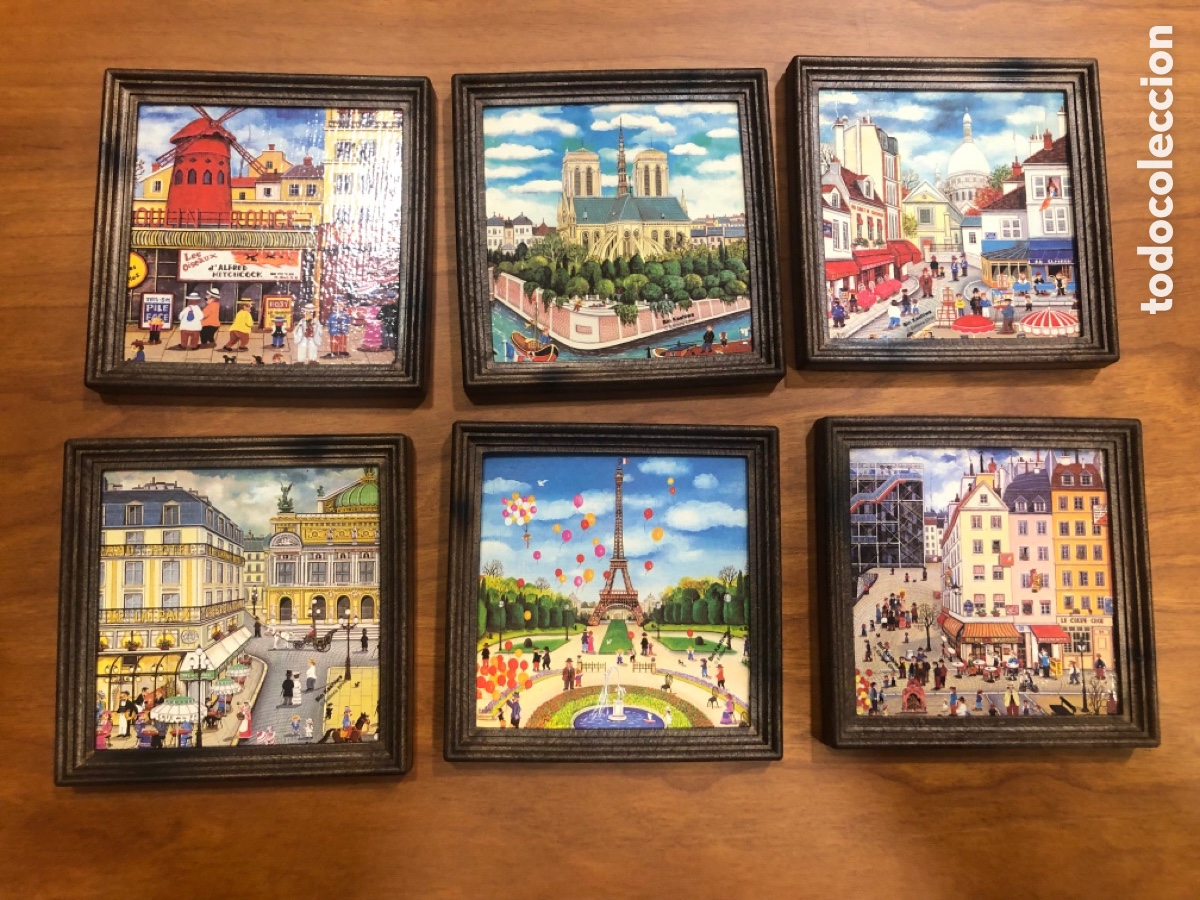Vintage: Posavasos Par&iacute;s set de 6 con caja - Foto 1