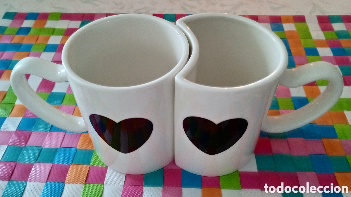 Vintage: Tazas complementarias con dibujo coraz&oacute;n. - Foto 2