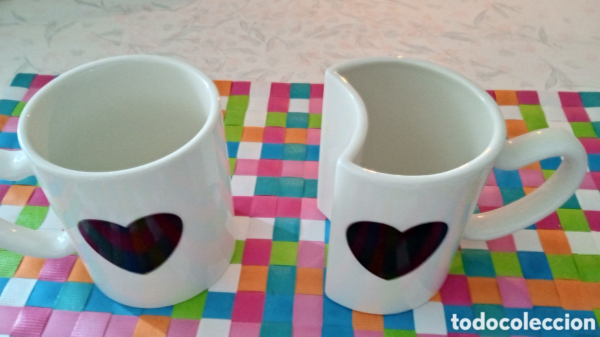 Vintage: Tazas complementarias con dibujo coraz&oacute;n. - Foto 5