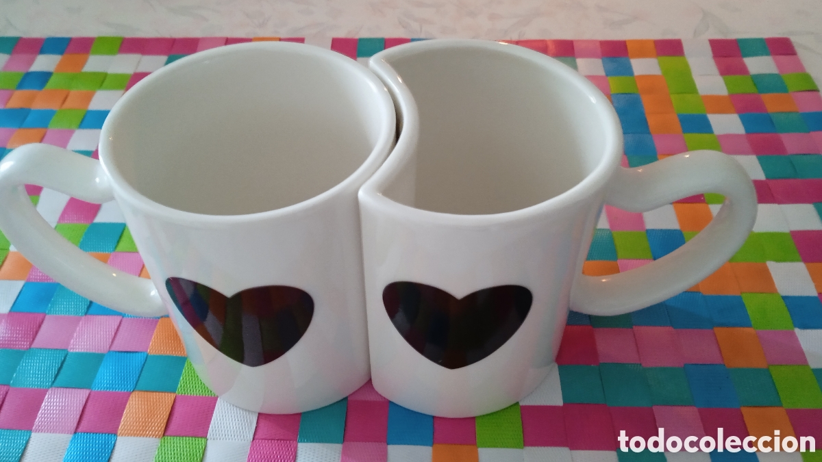 Vintage: Tazas complementarias con dibujo coraz&oacute;n. - Foto 1