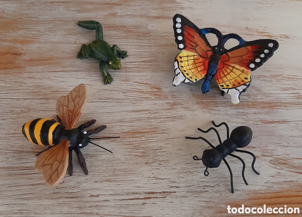 Vintage: 4x Animales hierro, abeja, mariposa, hormiga