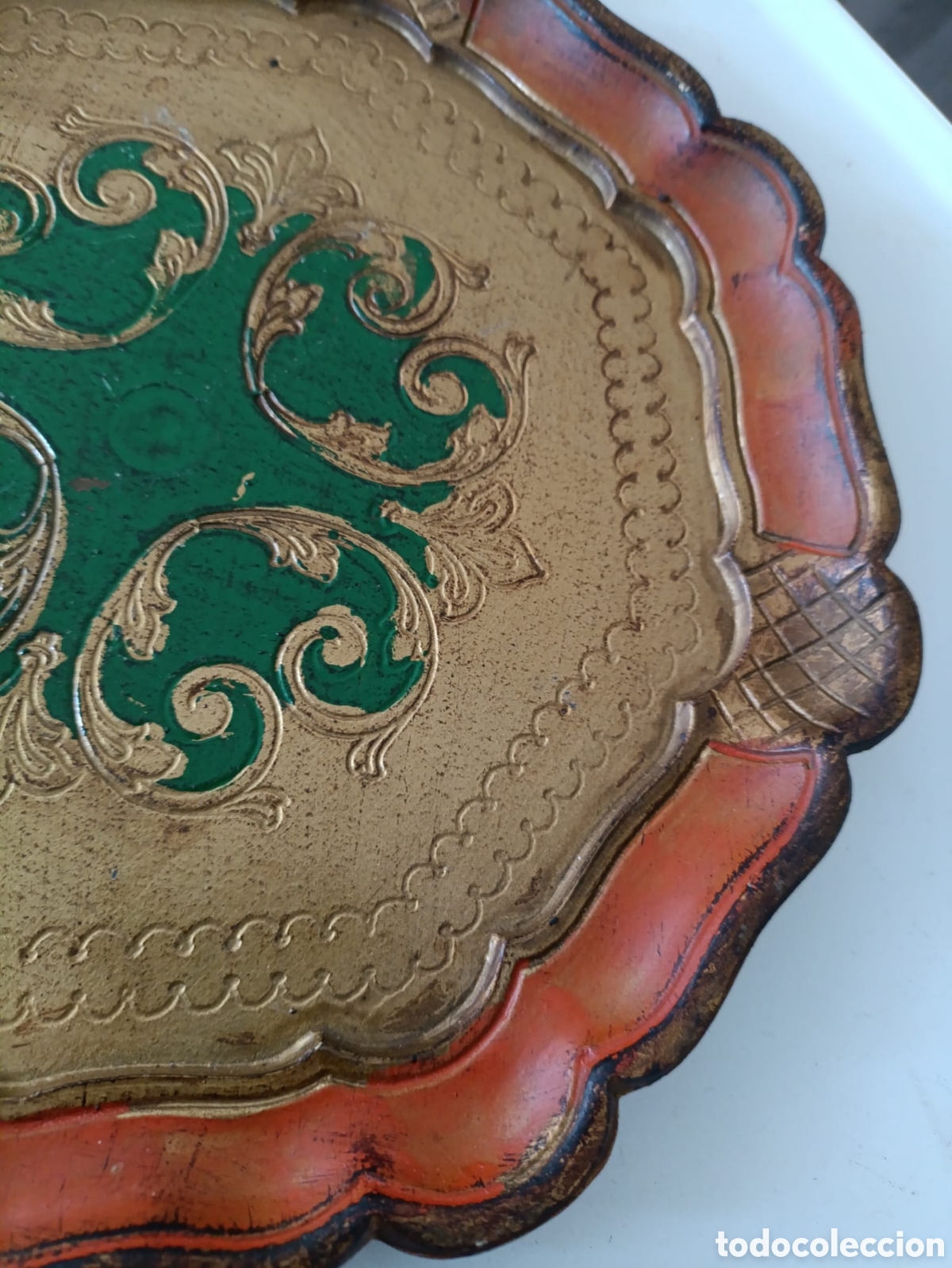 Vintage: Antigua bandeja Florentina - Foto 3