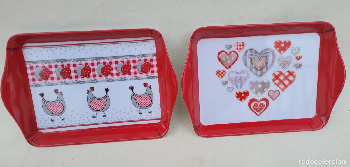 Vintage: 2 bandejas decorativas, de Teringo, a&ntilde;os 90, 21x14cm