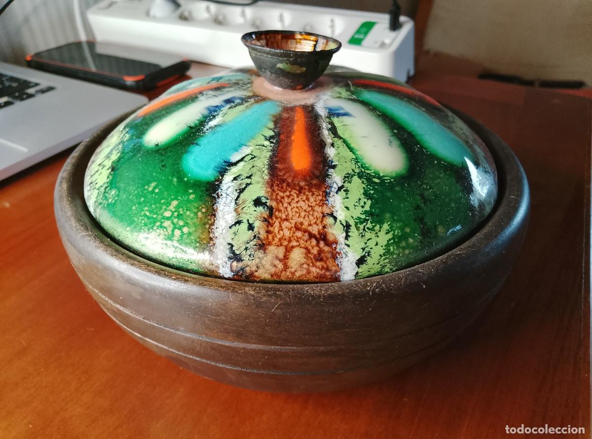 Vintage: Bol de madera con tapa esmaltada - Foto 3