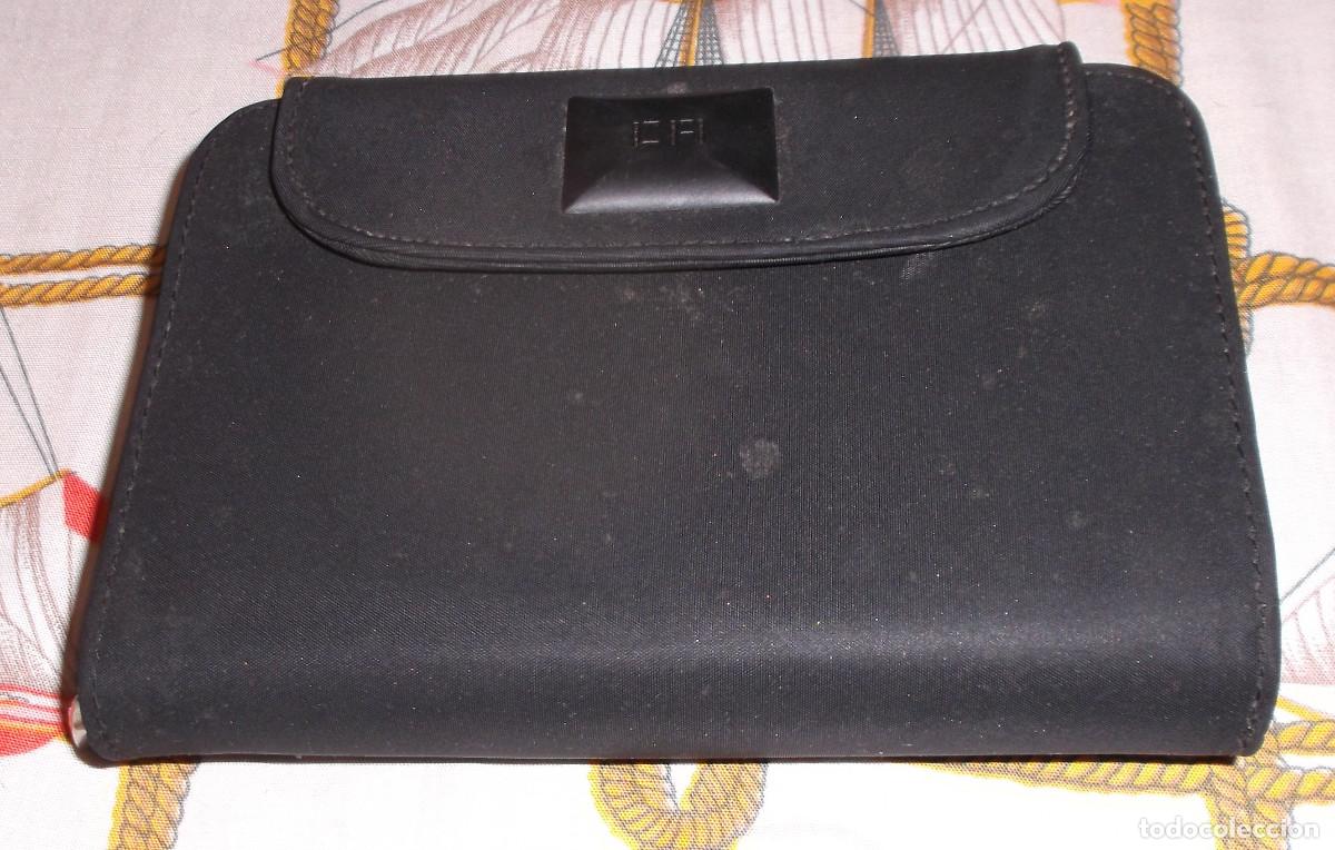 Vintage: monedero blletero de tela negro varios espacios para tarjetas