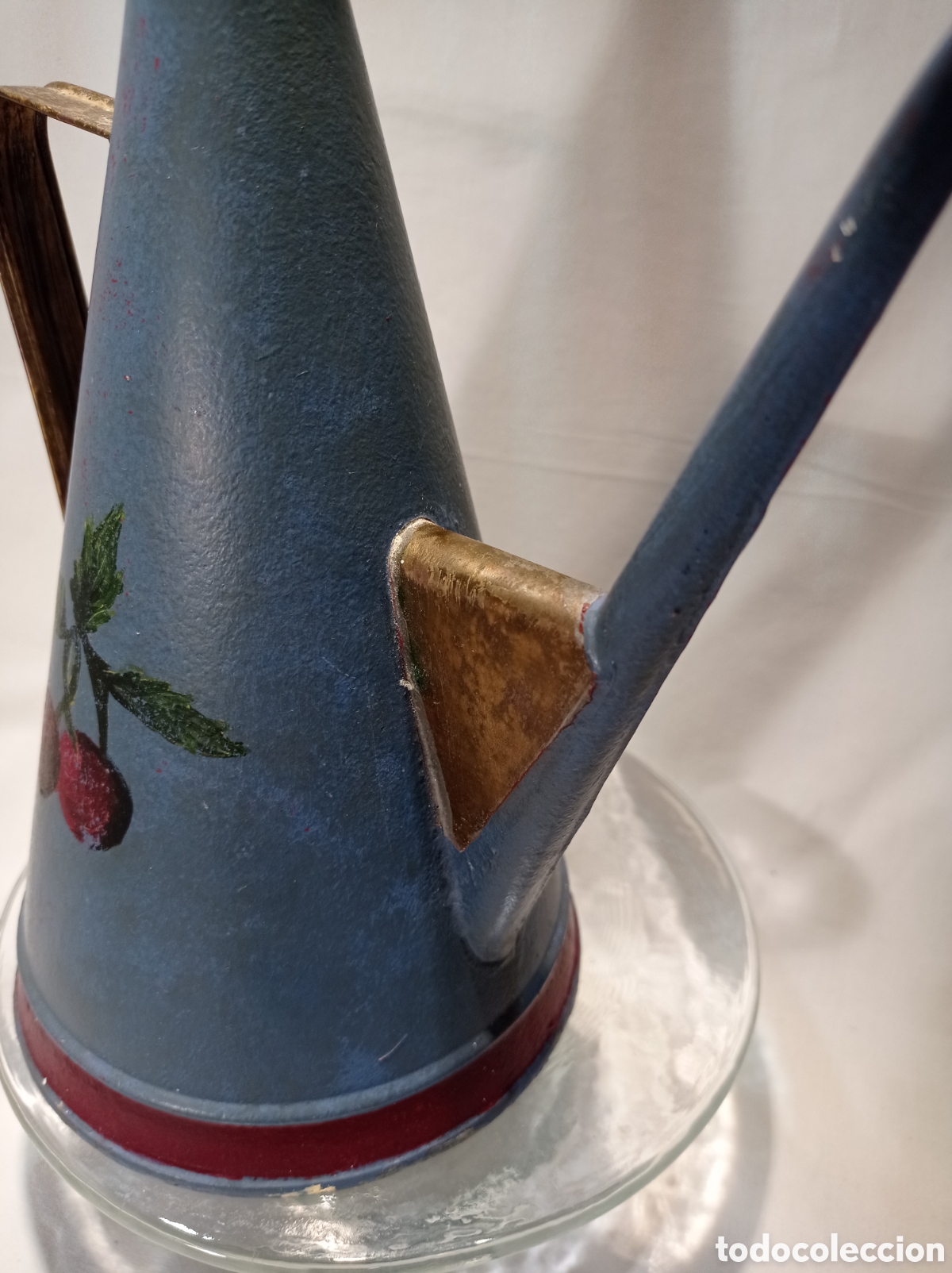 Vintage: ACEITERA DE METAL PINTADA. 25 CM - Foto 4