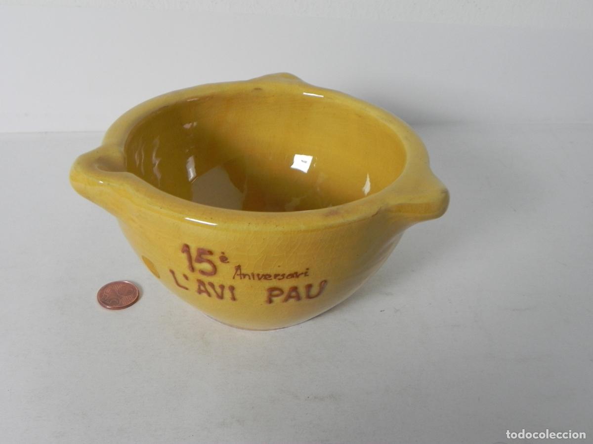 Vintage: MORTERO DE CER&Aacute;MICA CON PUBLICIDAD ''L'AVI PAU'' NO INCLUYE LA MANO (SIN USO)