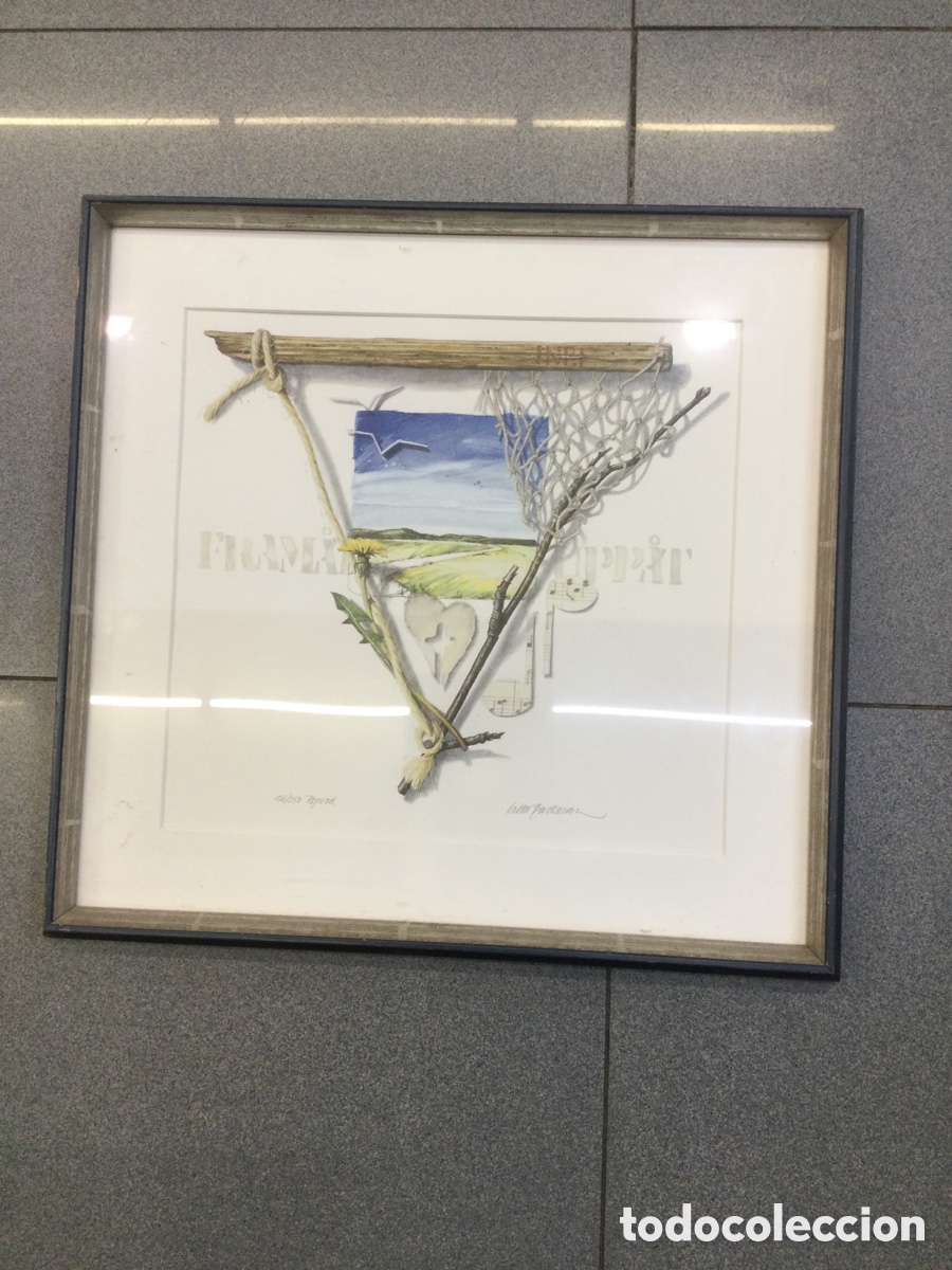 Vintage: Cuadro de l&aacute;mina en marcada medida 43 &times; 45 lote n&uacute;mero 32