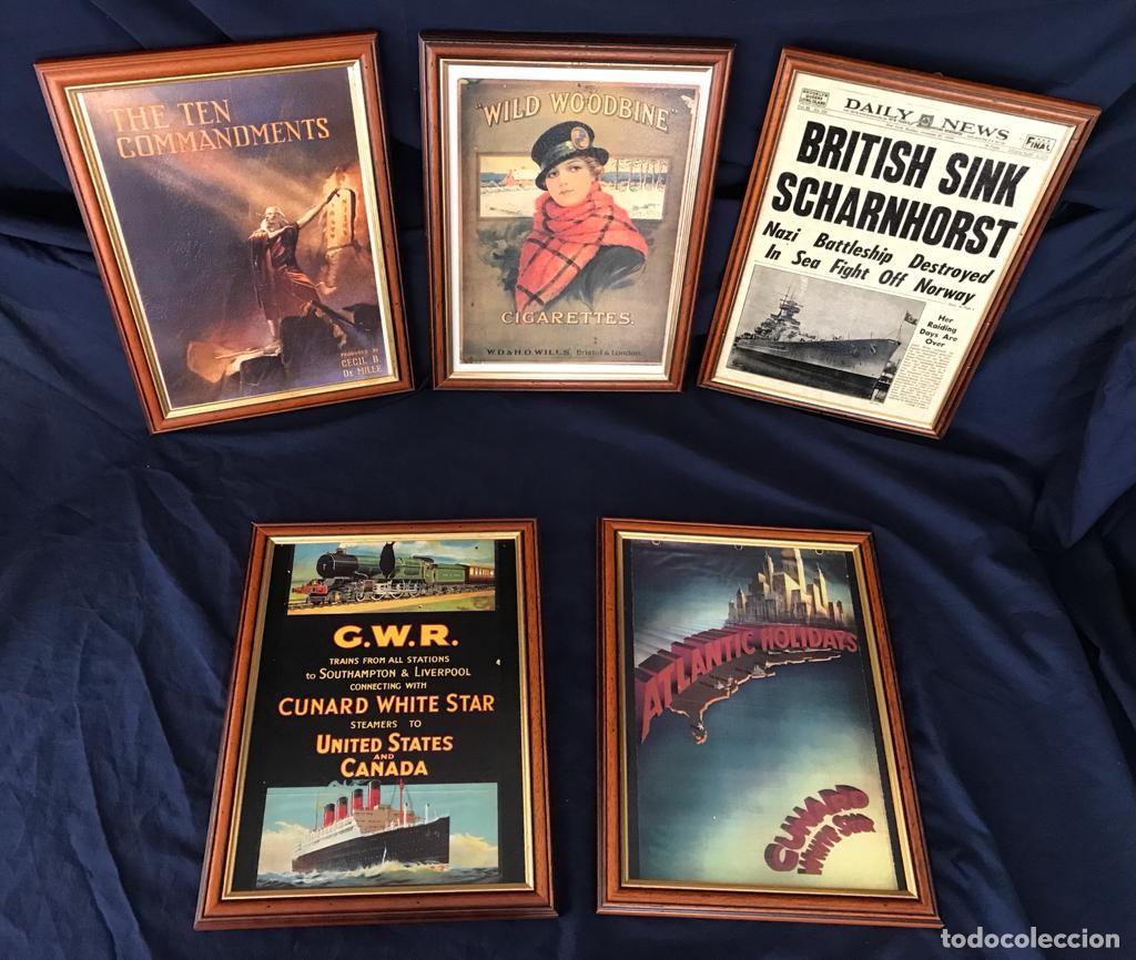 Vintage: CONJUNTO DE 5 CUADROS VINTAGE EN MADERA. N&ordm;2. A ESTRENAR