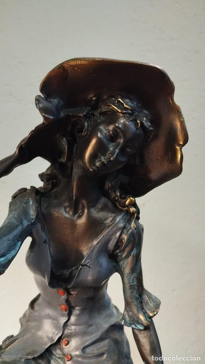 Vintage: FIGURA DE PASTORA EN BRONCE - Foto 3