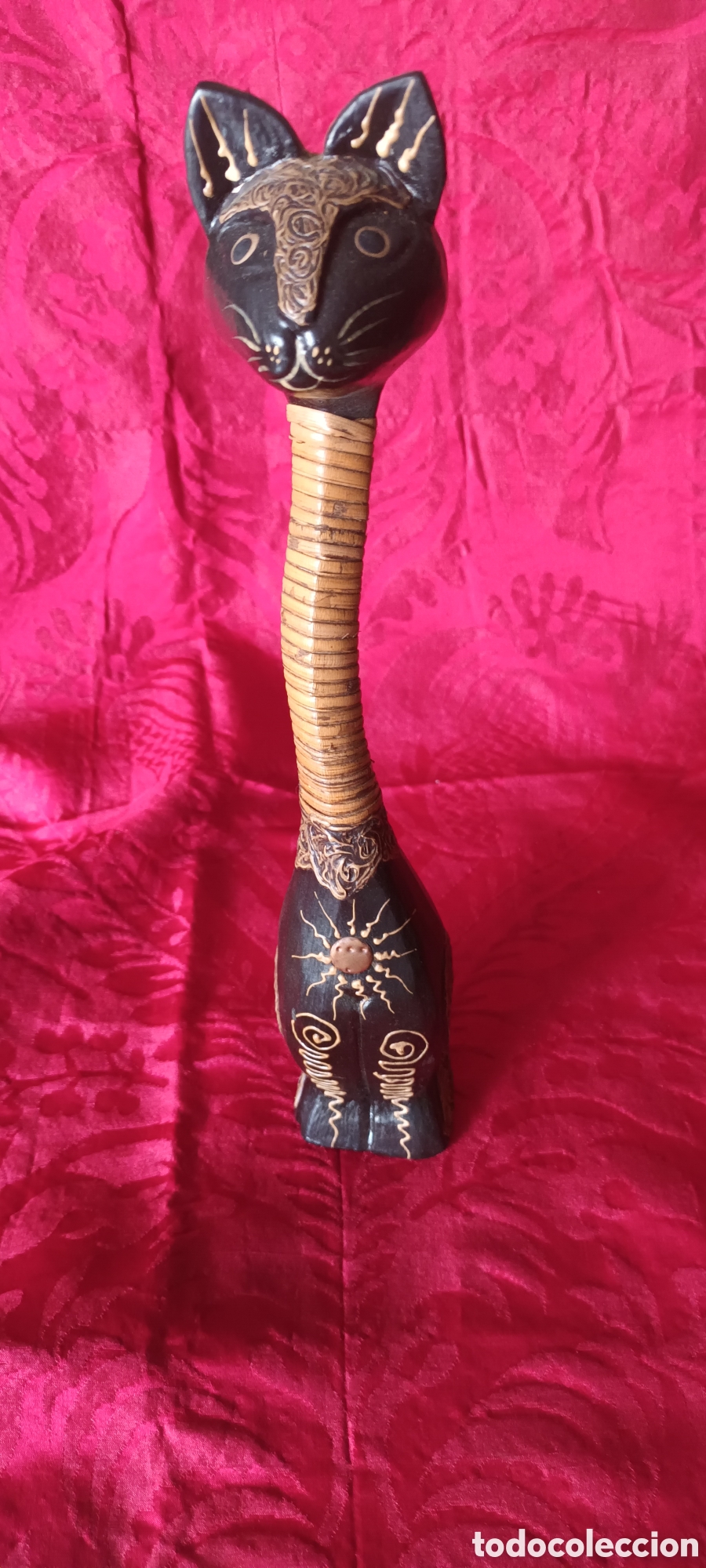 Vintage: Figura de gato en madera de Bali - Foto 2