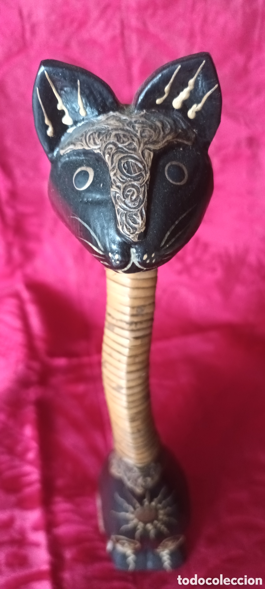 Vintage: Figura de gato en madera de Bali - Foto 4