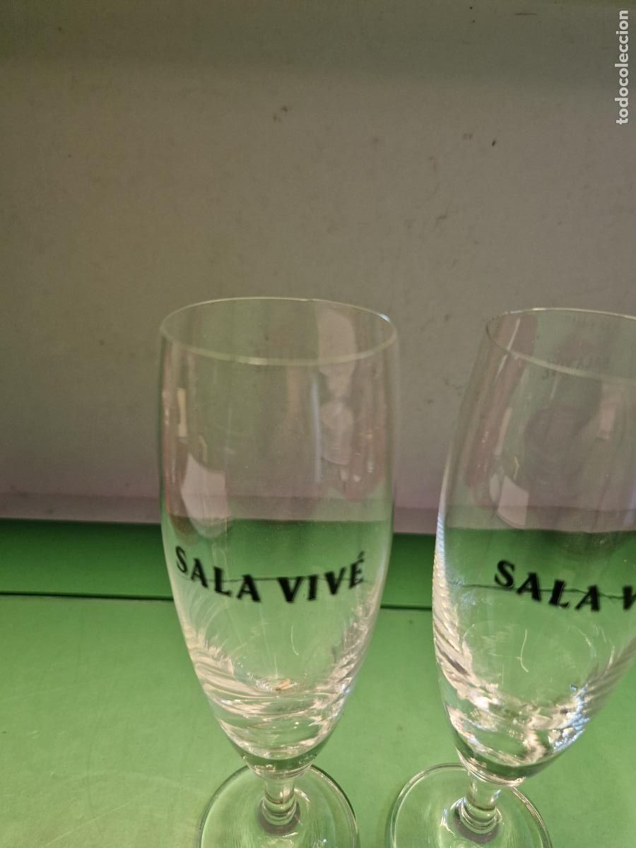 Vintage: 2 COPAS DE CRISTAL. SALA VIV&Egrave;. MEDIDA 17CM - Foto 4
