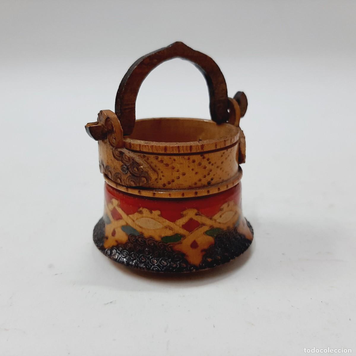 Vintage: Caldero de madera decorativo vintage pintado a mano, olla (11.5)