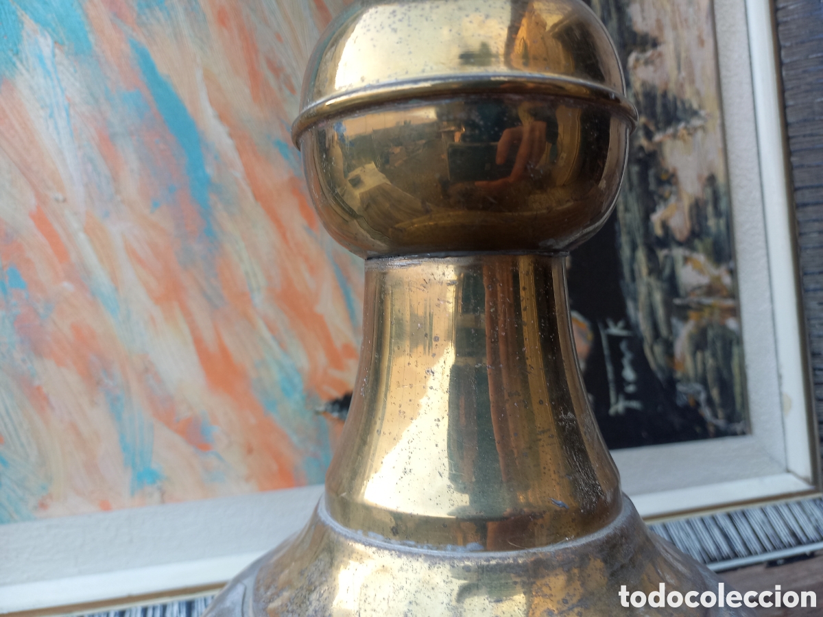 Vintage: Macetero cabeza de le&oacute;n grande de pie bronce - Foto 6