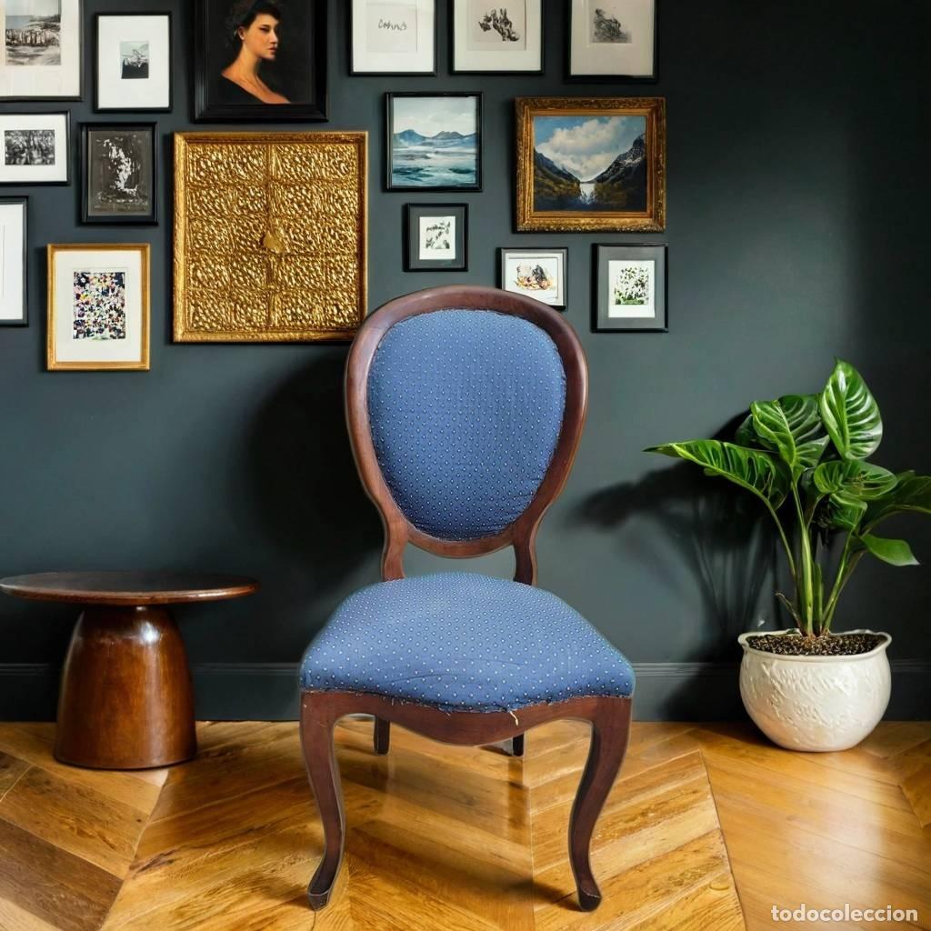Vintage: SILLA VINTAGE AZUL ELEGANTE - Foto 1