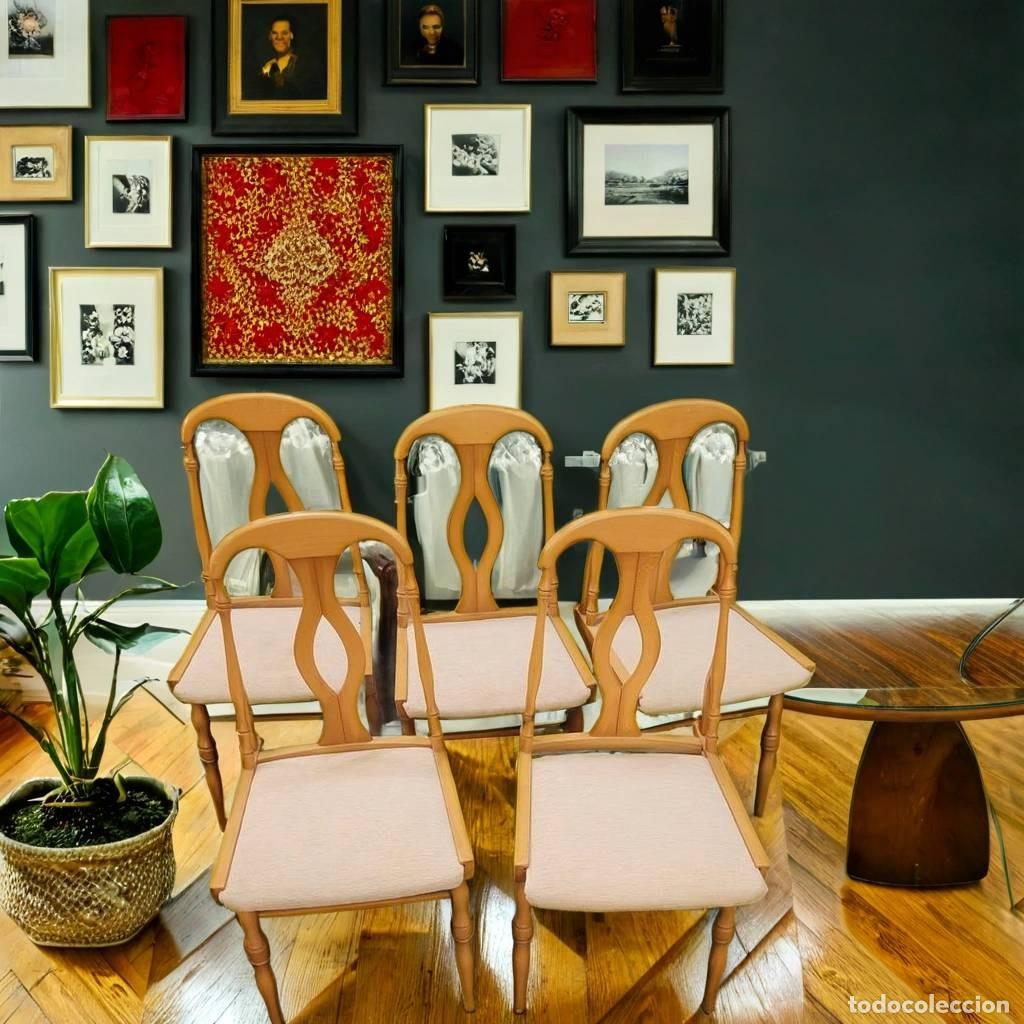 Vintage: CINCO SILLAS DE MADERA - Foto 1