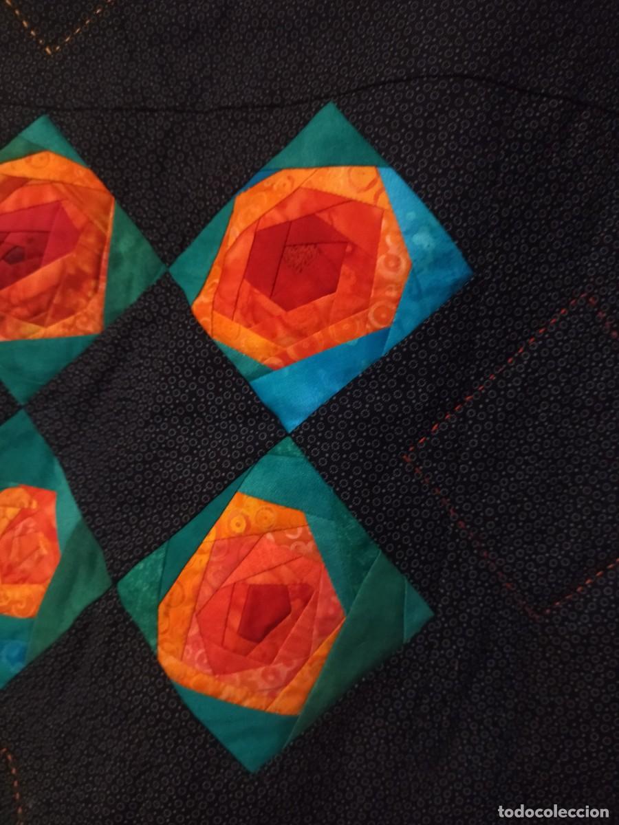 Vintage: Bonito tapiz patchwork, hecho a mano. - Foto 9