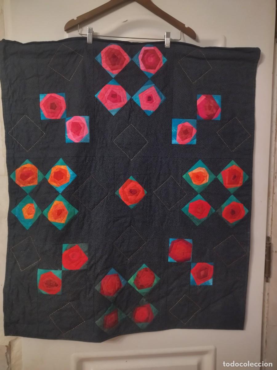 Vintage: Bonito tapiz patchwork, hecho a mano. - Foto 10