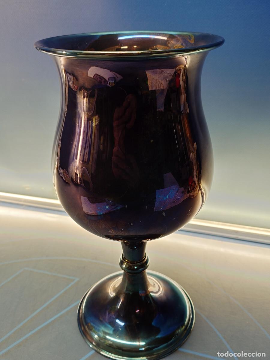 Vintage: Preciosa Copa de tallo, metal, objeto decorativo 27 cm. mid century