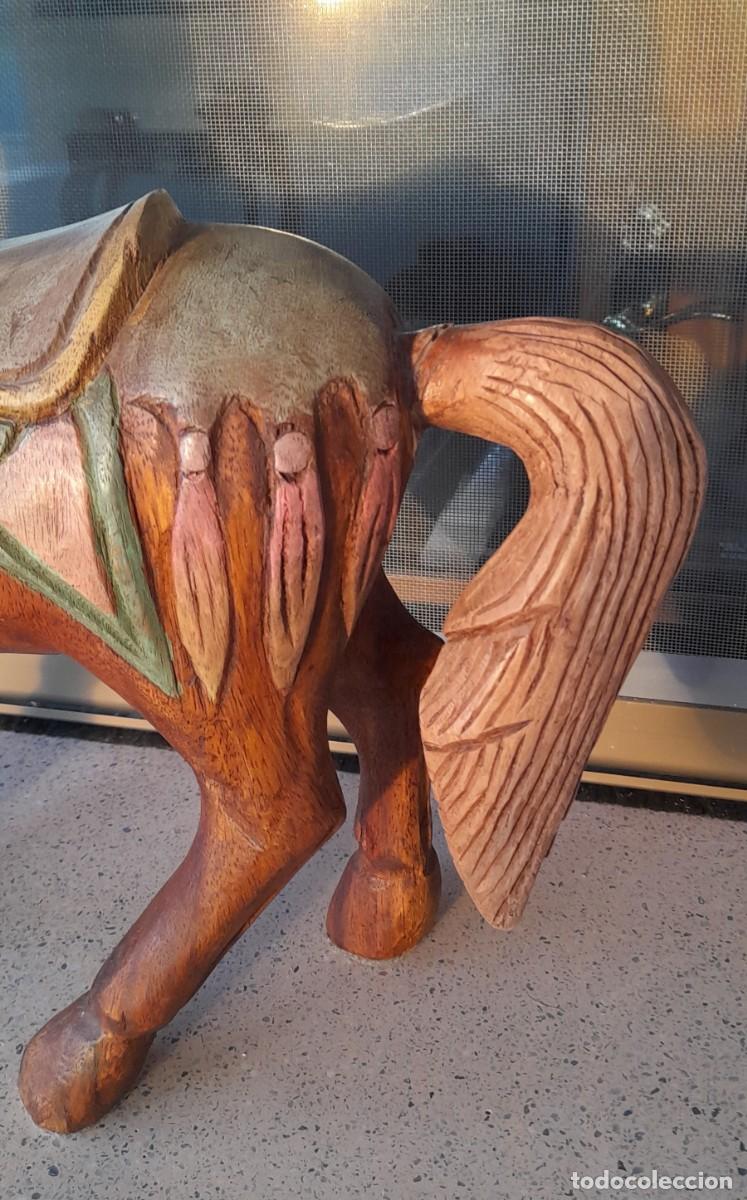 Vintage: CABALLO DE MADERA TALLADA GRANDES DIMENSIONES - Foto 3