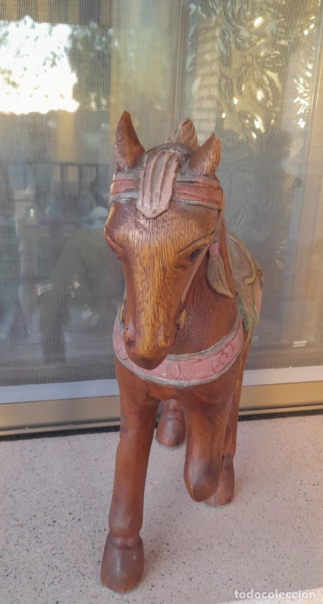 Vintage: CABALLO DE MADERA TALLADA GRANDES DIMENSIONES - Foto 4