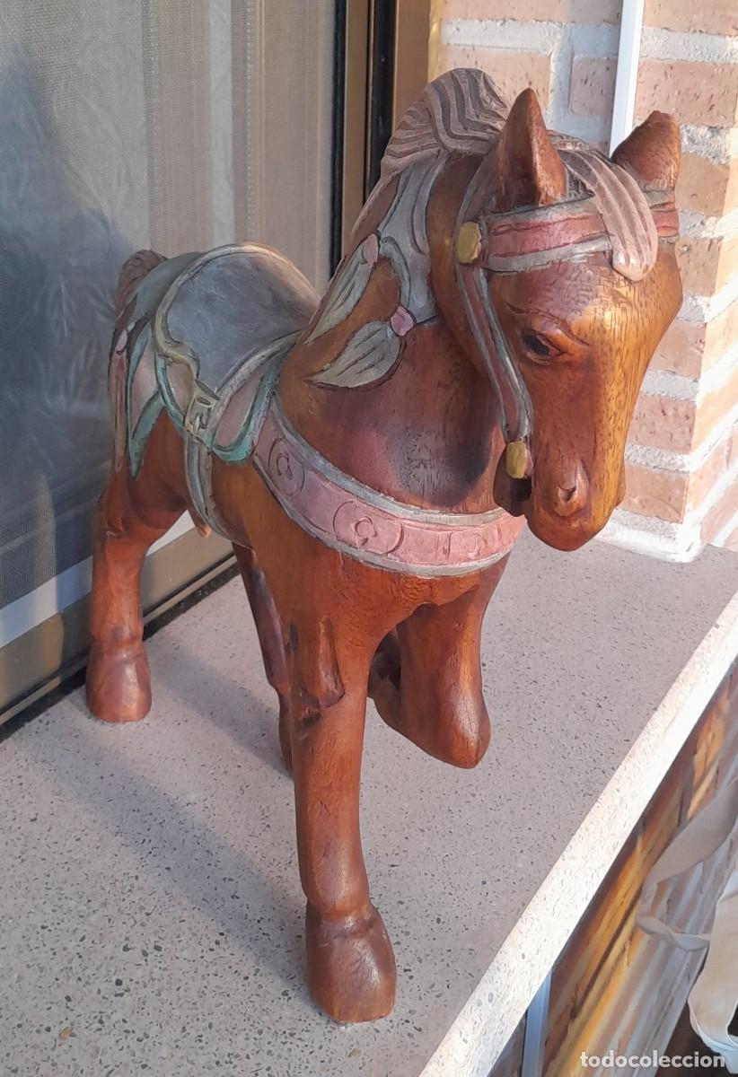 Vintage: CABALLO DE MADERA TALLADA GRANDES DIMENSIONES - Foto 5