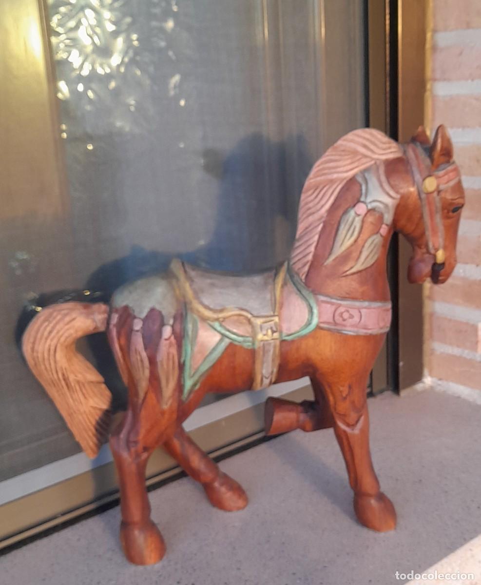 Vintage: CABALLO DE MADERA TALLADA GRANDES DIMENSIONES - Foto 6