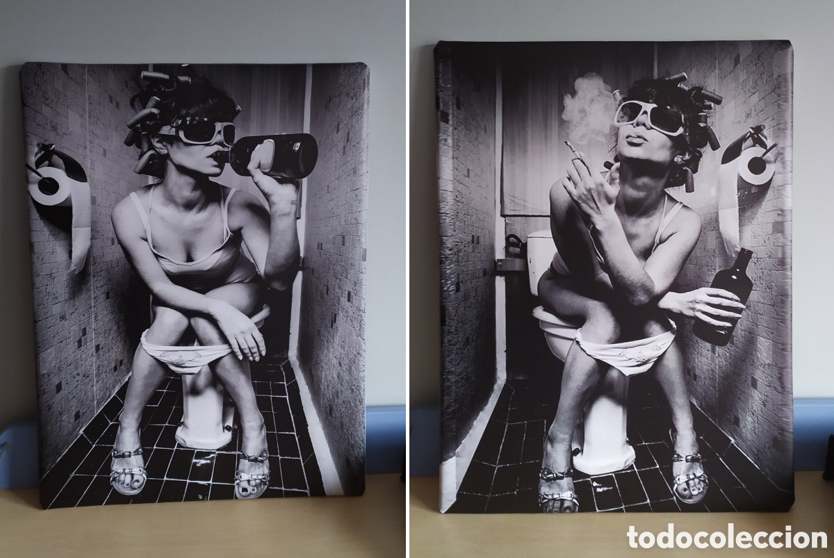 Vintage: 2 Cuadros MUJER EN BA&Ntilde;O