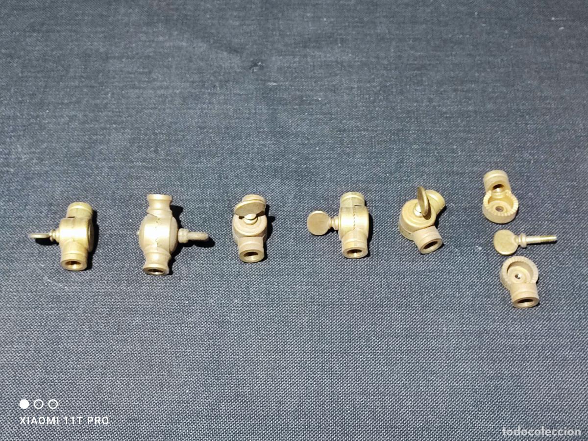Vintage: LOTE DE 6 ROTULAS DE BRONCE PARA LAMPARA - Foto 2