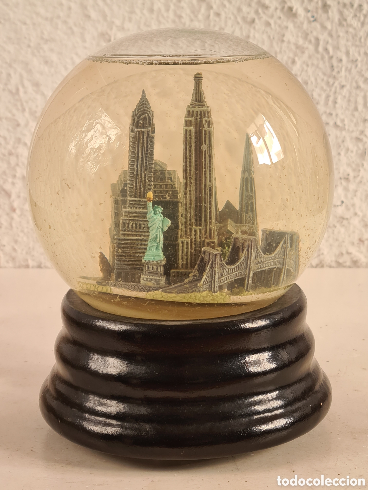 Vintage: Bola Cristal Agua Nueva York Estatua Libertad - Decoraci&oacute;n Navidad Nieve Recuerdo Skyline NY Empire