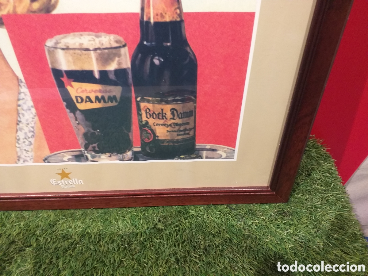 Vintage: CARTEL PUBLICITARIO CERVEZAS DAMM MARILIN MONROE. CON MARCO Y CRISTAL.VER FOTOS!!