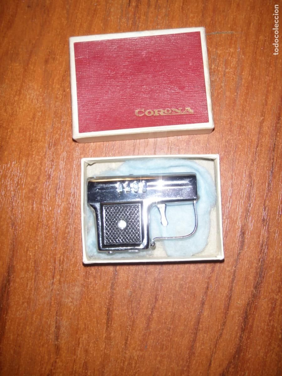 Vintage: ENCENDEDOR PISTOLA CORONA EN SU CAJA ORIGINAL
