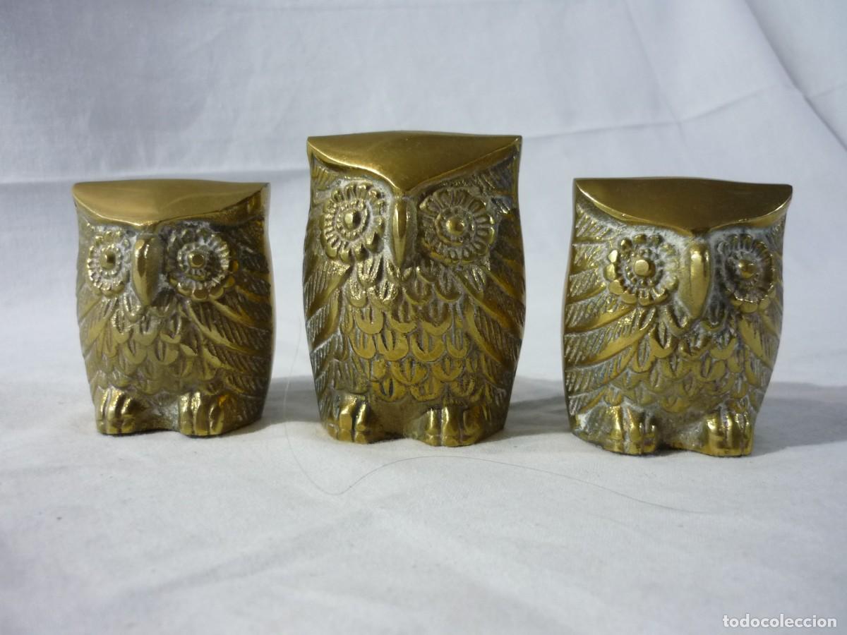 Vintage: Familia de Buhos en bronce - Foto 2