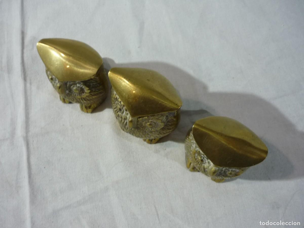 Vintage: Familia de Buhos en bronce - Foto 3