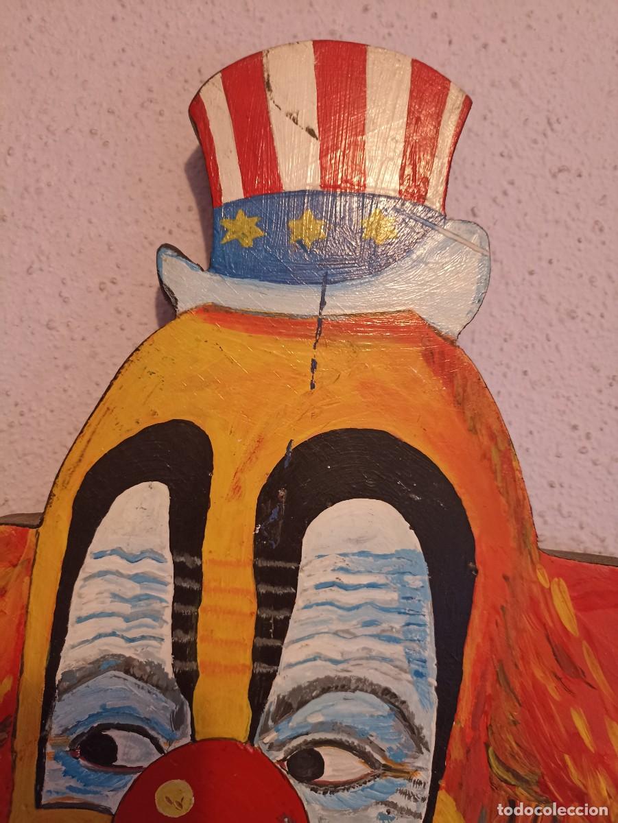 Vintage: CARA PAYASO EN MADERA VINTAGE A MANO - Foto 3